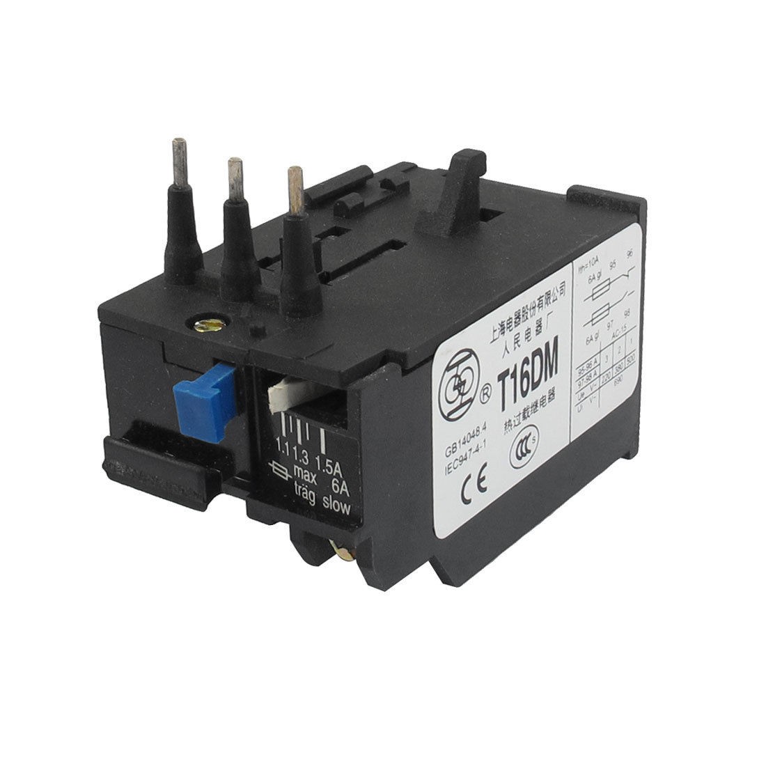 T16DM 3 Pole 1 1A 1 5A Current Range Motor Thermal Overload Relay 1NO 1NC