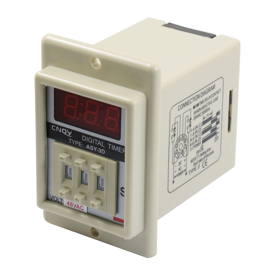 AC 48V 8 Pin 0.01-9.99 Second Digital Timer Time Delay Relay Beige ASY-3D