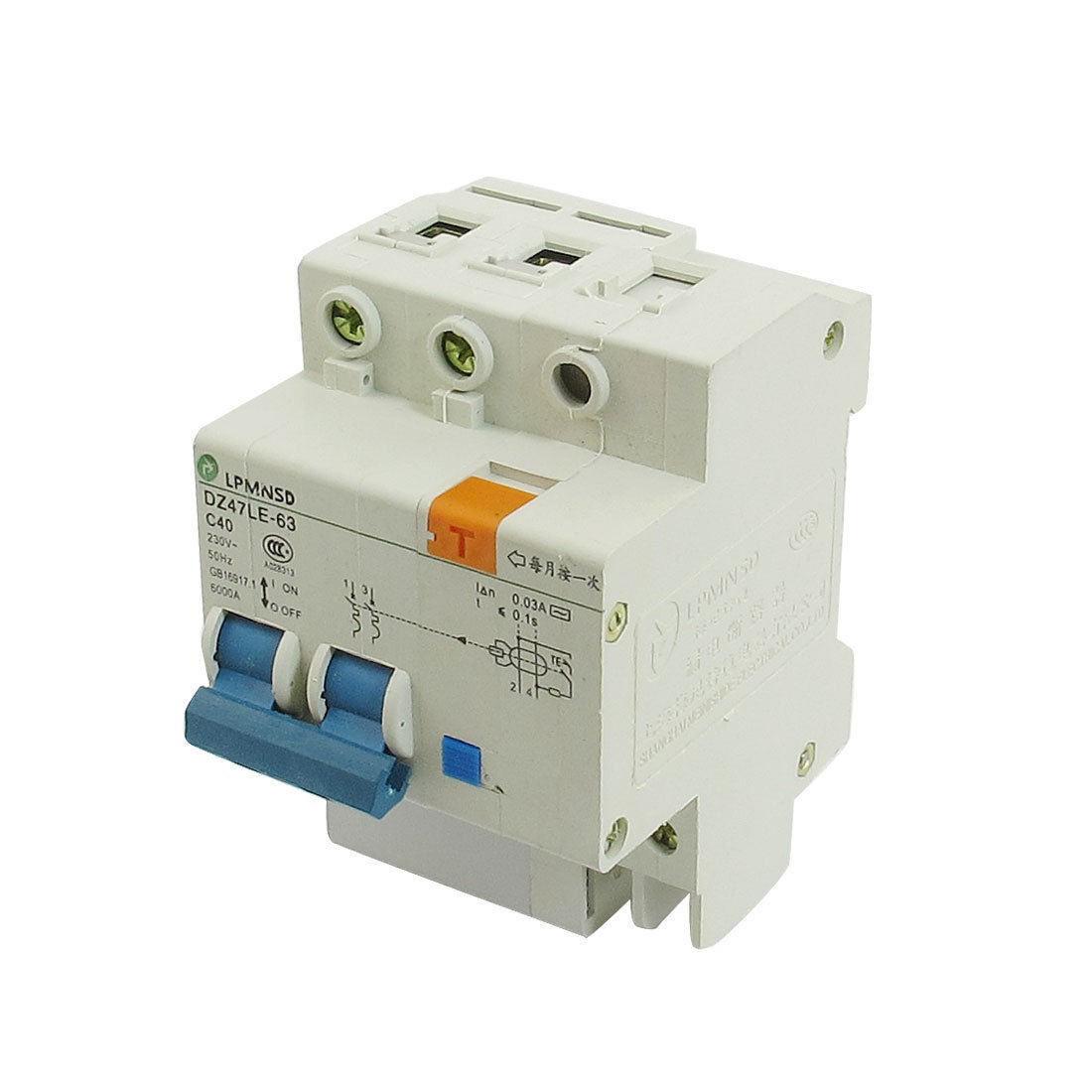 DZ47LE-63 40A 230VAC 6000A Breaking Capacity 2 Poles Circuit Breaker