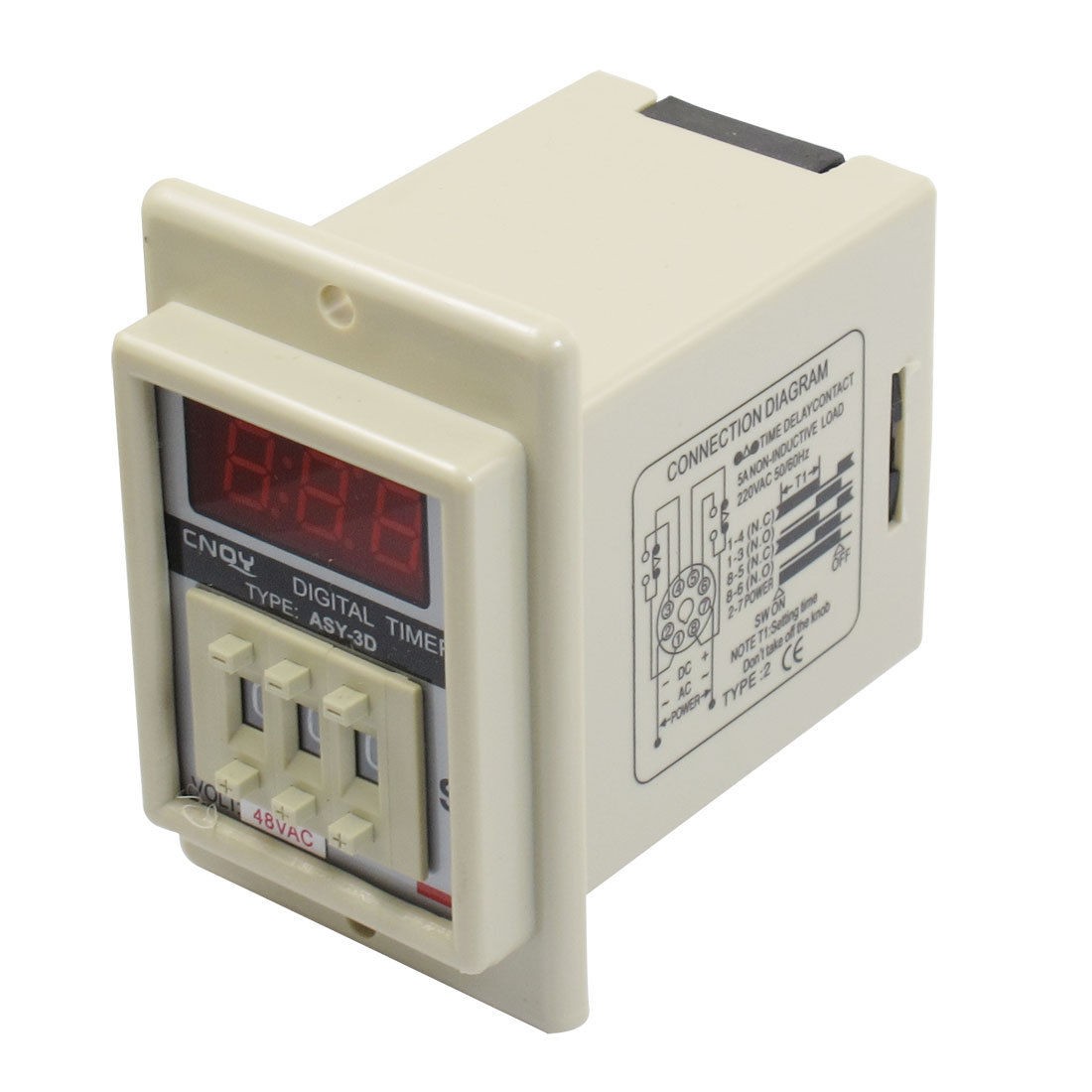 White AC 48V Power on Delay Timer Time Relay 1 999 Second 8 Pins ASY 3D