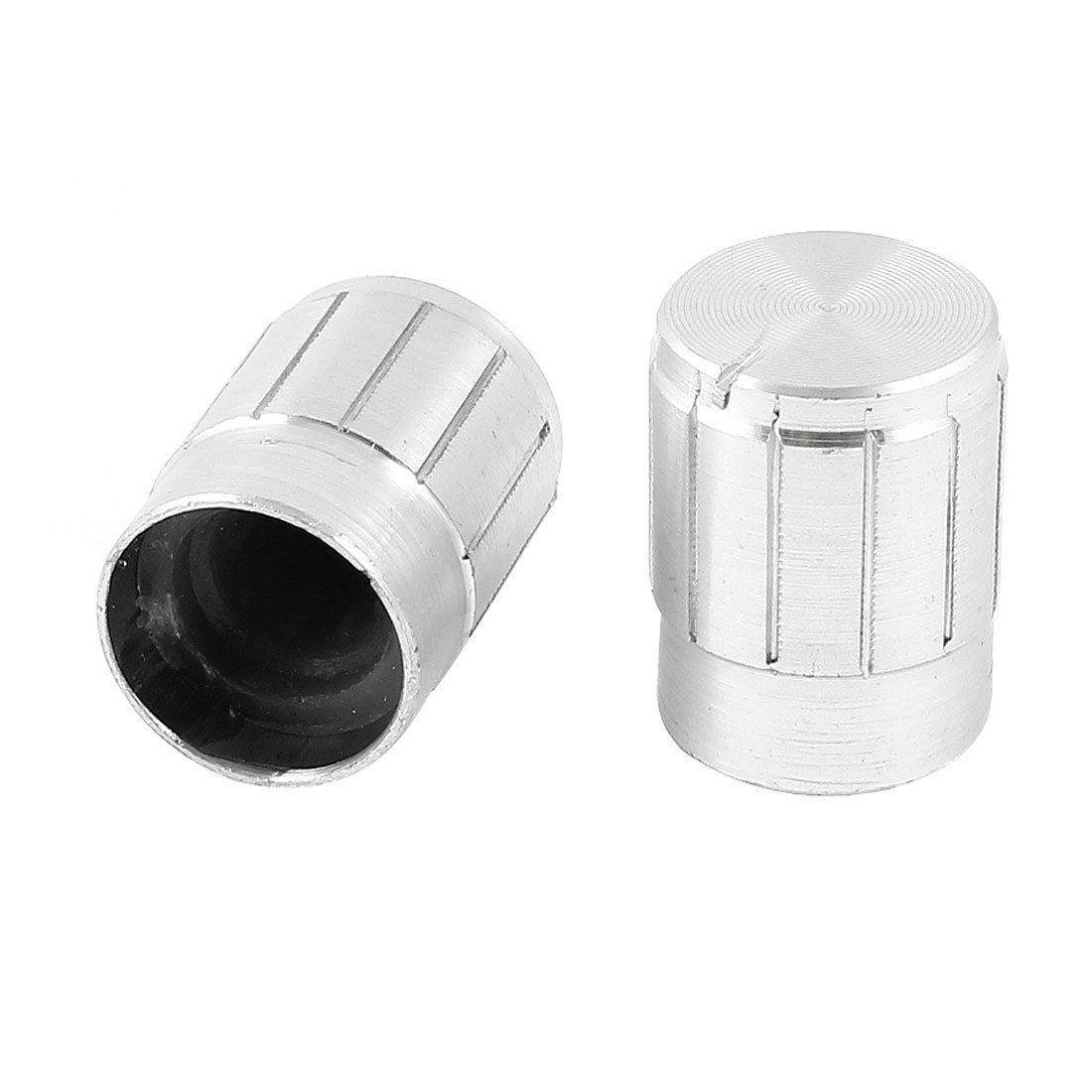 2 Pcs Silver Tone Volume Control Rotary Aluminum Potentiometer Knobs 13mm x 17mm