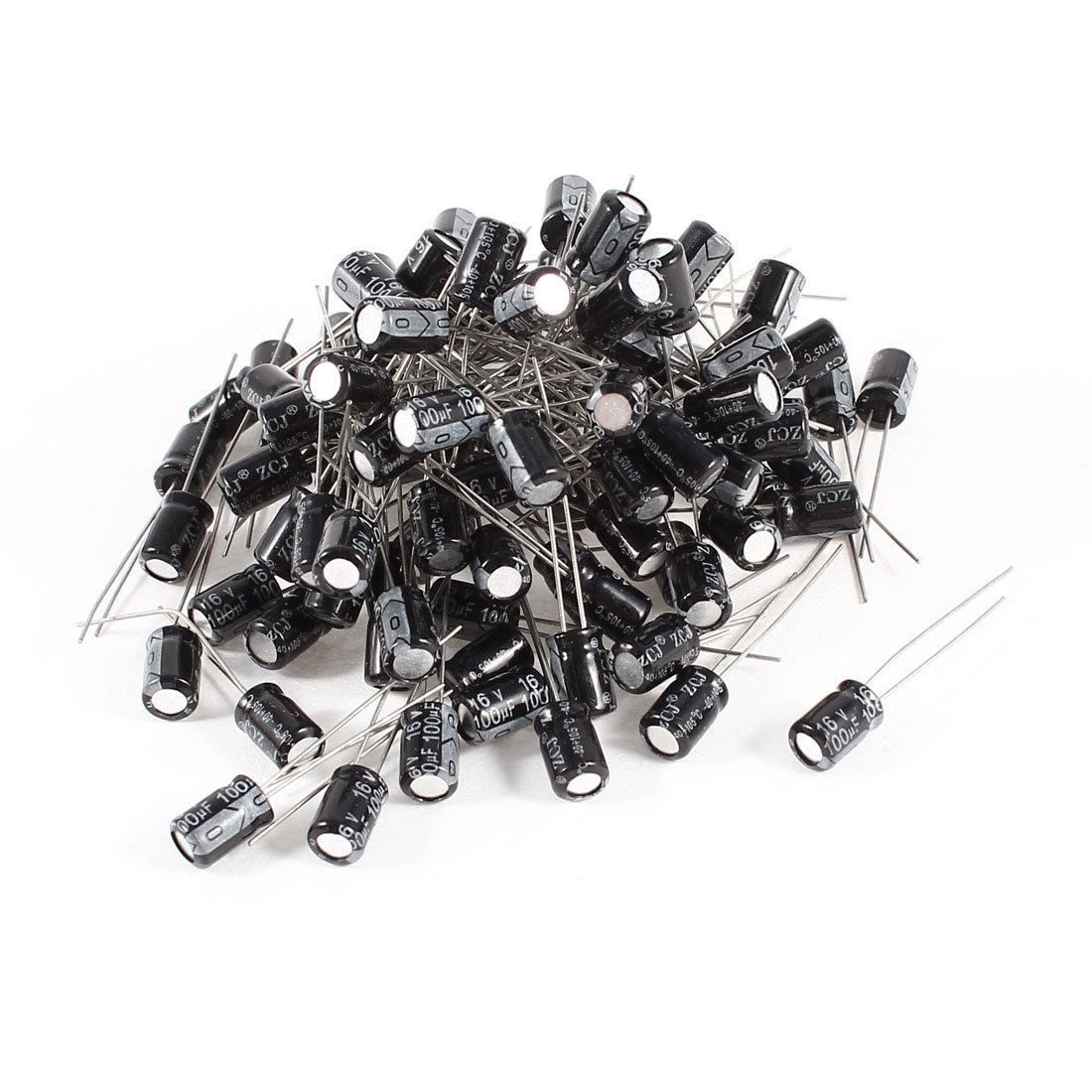 100 Pcs 100uF 16V Radial Leads Aluminum Electrolytic Capacitors 5x7mm