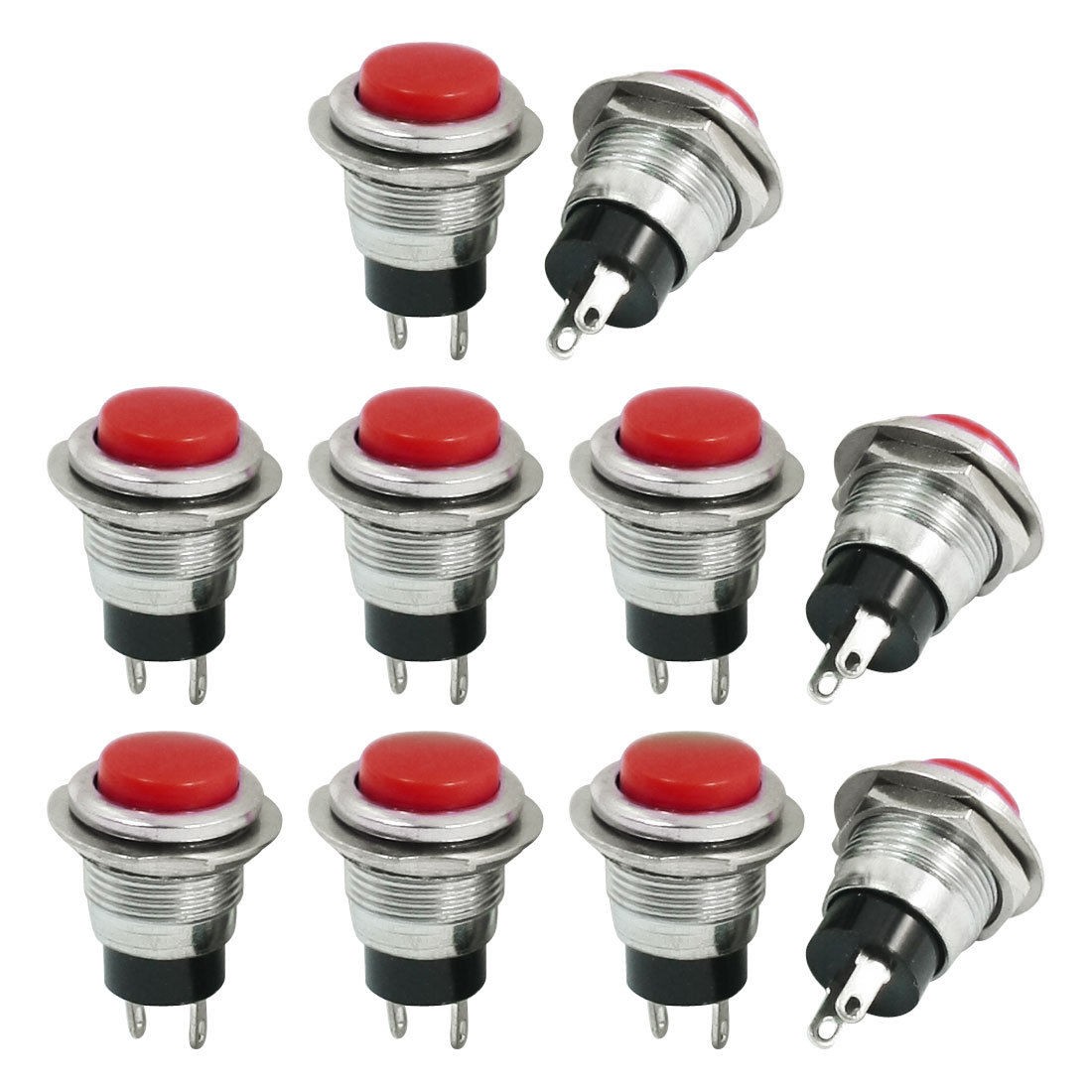 10pcs Red SPST Type Momentary 12mm Push Button Switch AC125V 6A 250V 3A