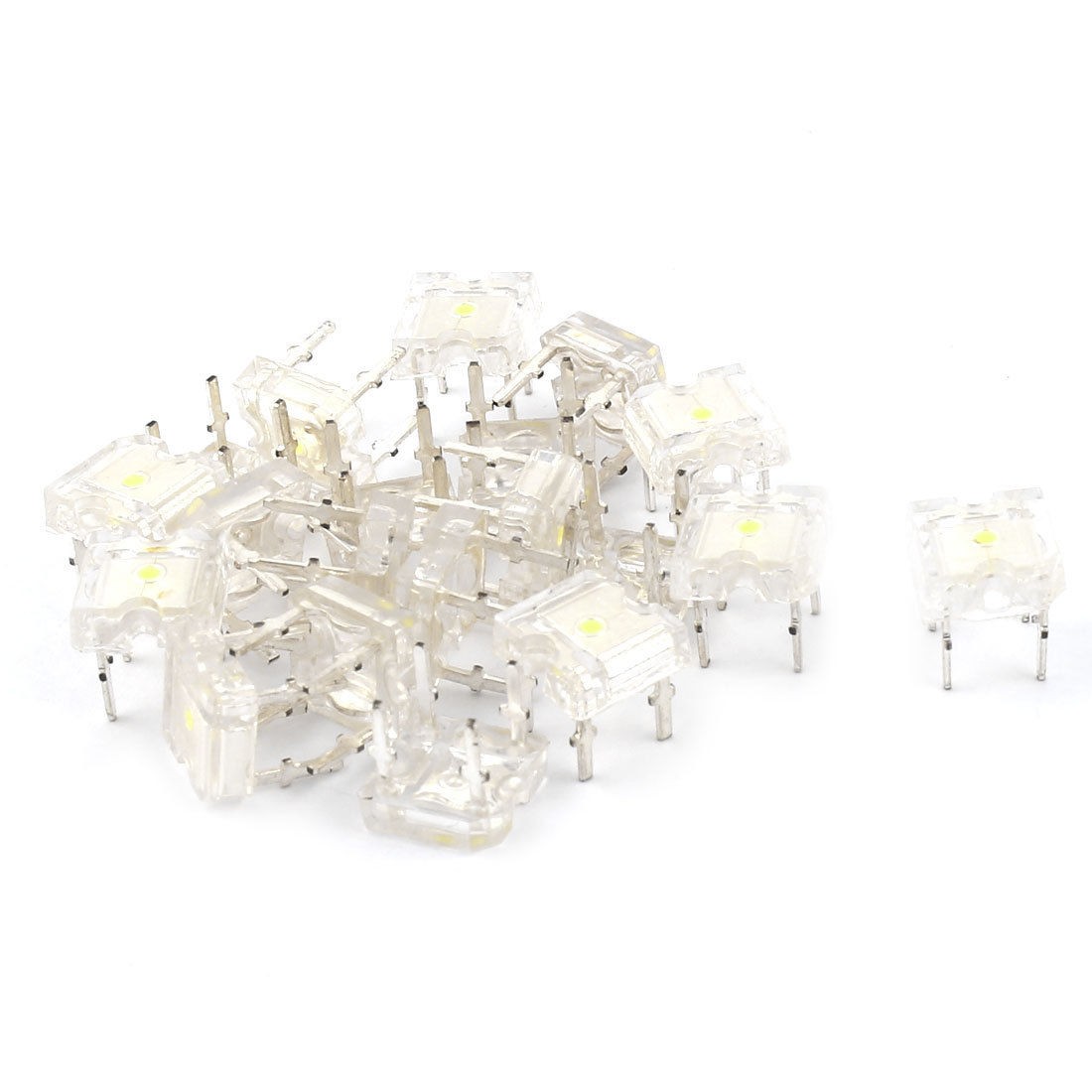 20 Pcs 5mm 4pin Flat Piranha Super Flux LED Bulb White Light Emitting Diodes