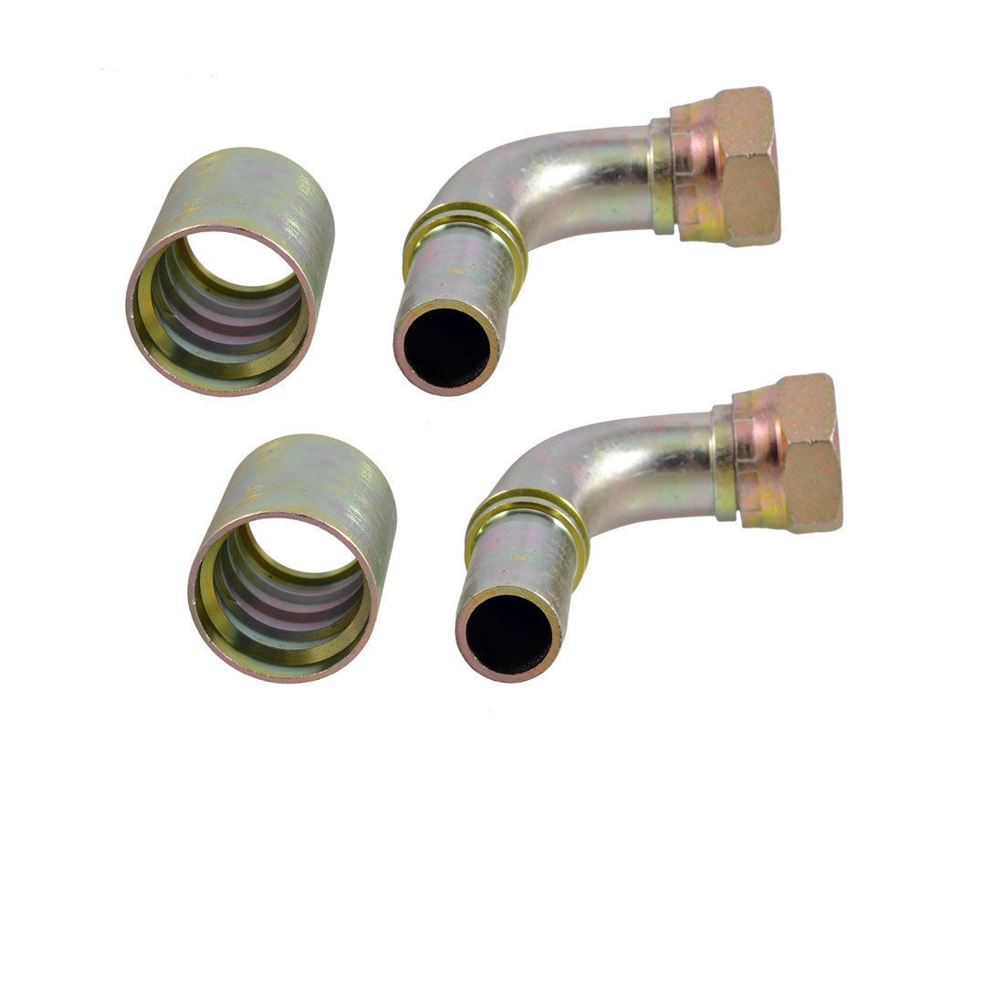 2 x 3/8" PT Thread Hydraulic Cone Flared End Right Angle Oil Piping Connectors