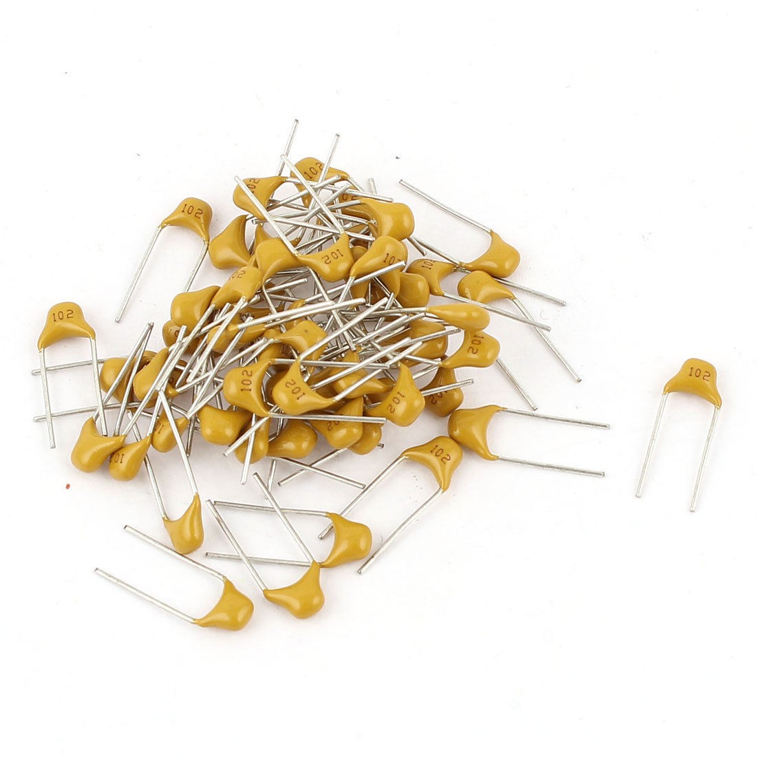 60pcs 50V 1000pF Through Hole Ceramic Disc Capacitors