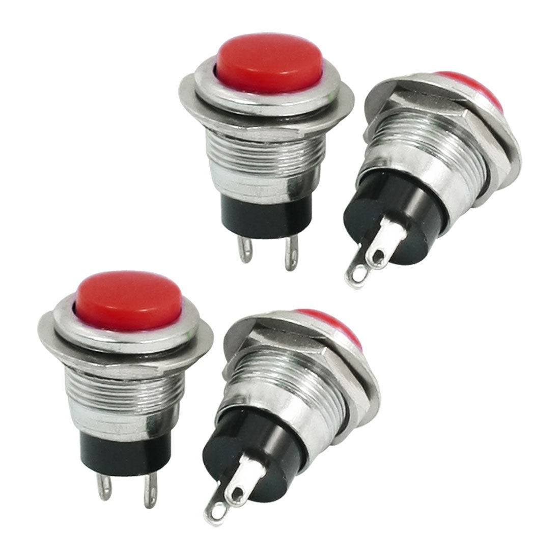 4pcs AC125V 6A 250V 3A Red Momentary SPST 2pins Pushbutton Switch