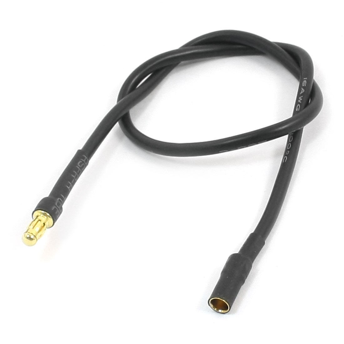 Black 300mm Long 16 AWG Wire Leads Female to Male 4mm Banana Plug Adapter