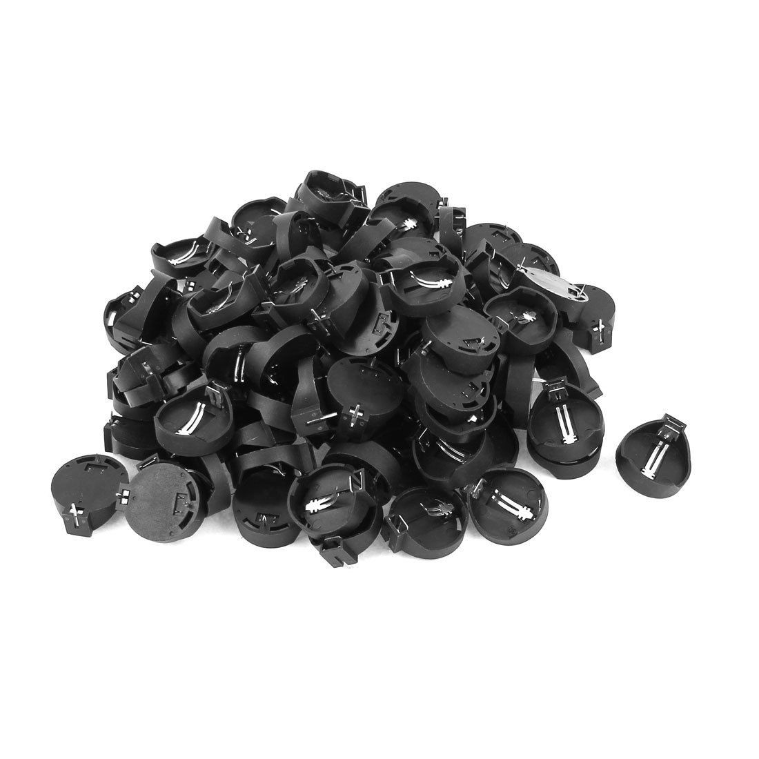 100 Pcs 2 Pins CR2032 CR2025 Coin Cell Button Battery Socket Holder Case Black