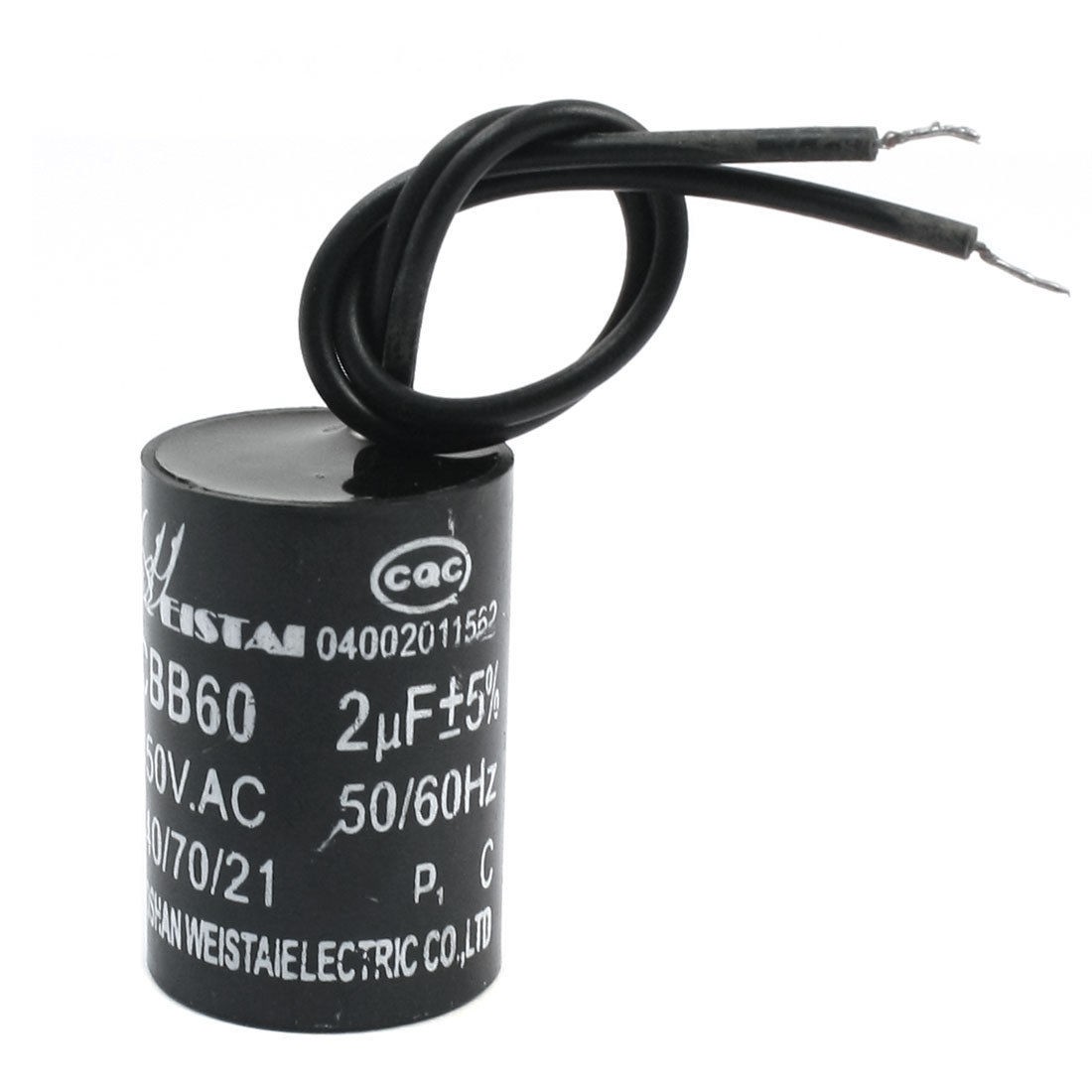 CBB60 2uF 5 Wired Capacitance Motor Star Up Capacitor AC 450V