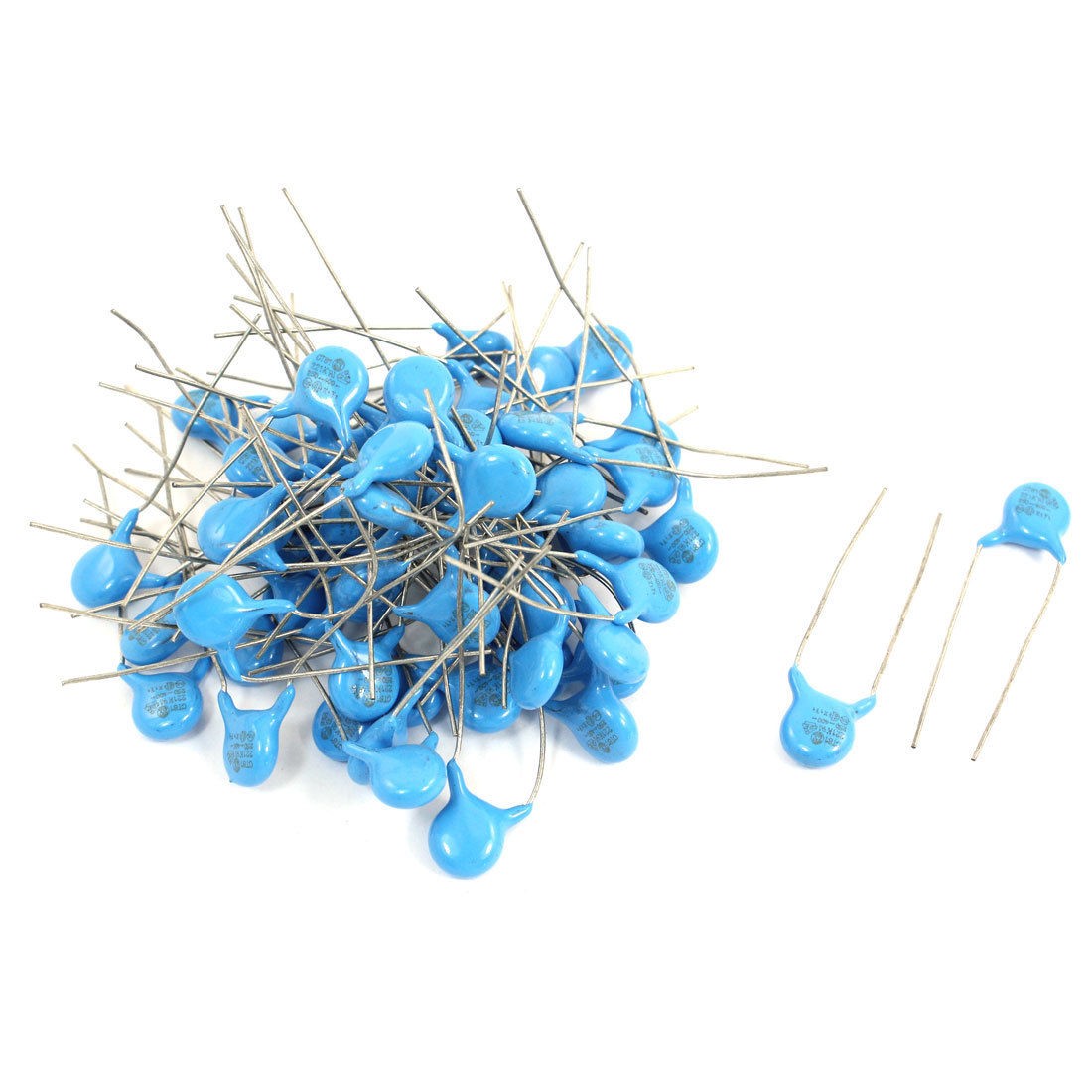 60 Pcs AC 400V 220pF Radial Lead DIP Ceramic Disc Capacitors Blue