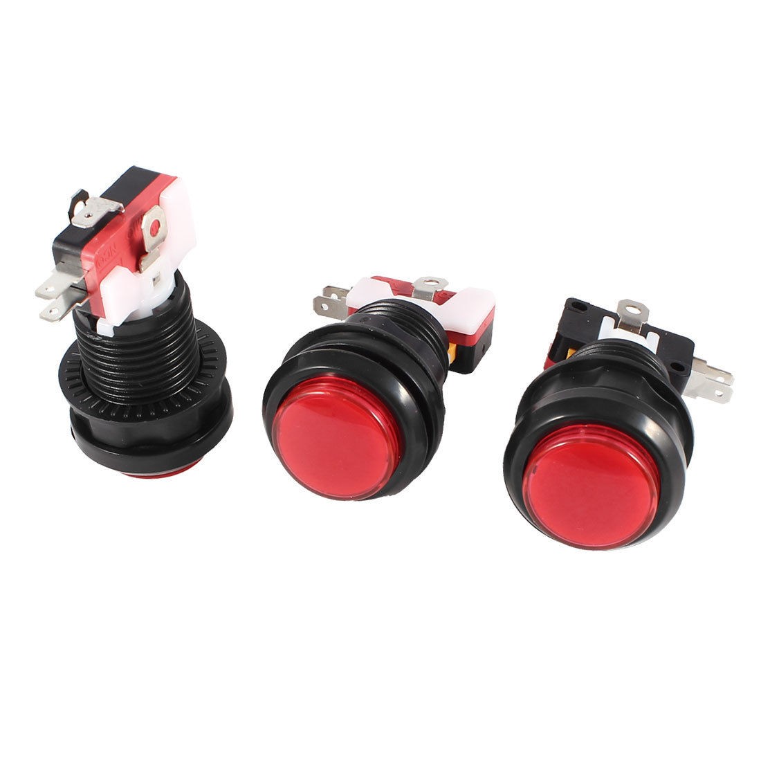 3 Pcs Panel Mount 3pin SPDT Red Push Button Momentary Switch AC 100 240V