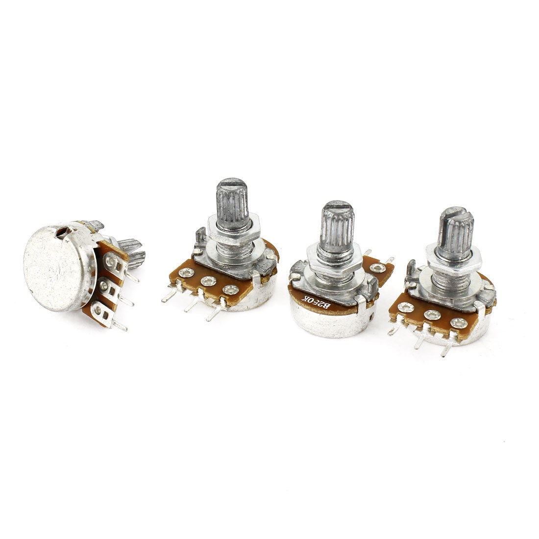 4 Pcs Type B Single Linear 15mm Shaft Rotary Taper Potentiometers 250K Ohm