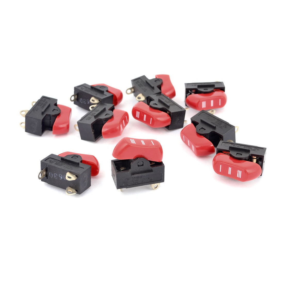10pcs AC 250V 10 1A 125V 16A 3 Pin SPDT Red Button Snap in Rocker Switch