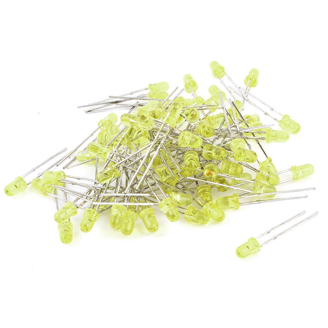 80 Pieces 2pins 3mm Round Top Yellow LED Lamp Light Emitting Diodes Replacements