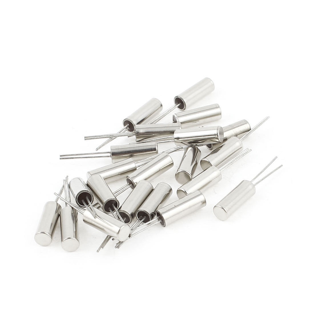 20 Pcs 3mmx8mm 32 768K 32 768kHz Electronic Crystal Oscillators Silver Tone