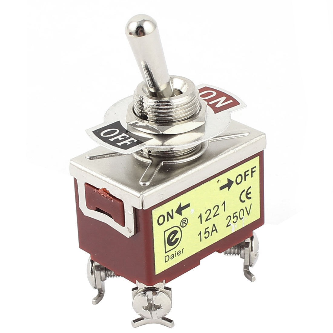 AC 250V 15A DPST 2 Positions 12mm Thread Panel Mount Latching Toggle Switch