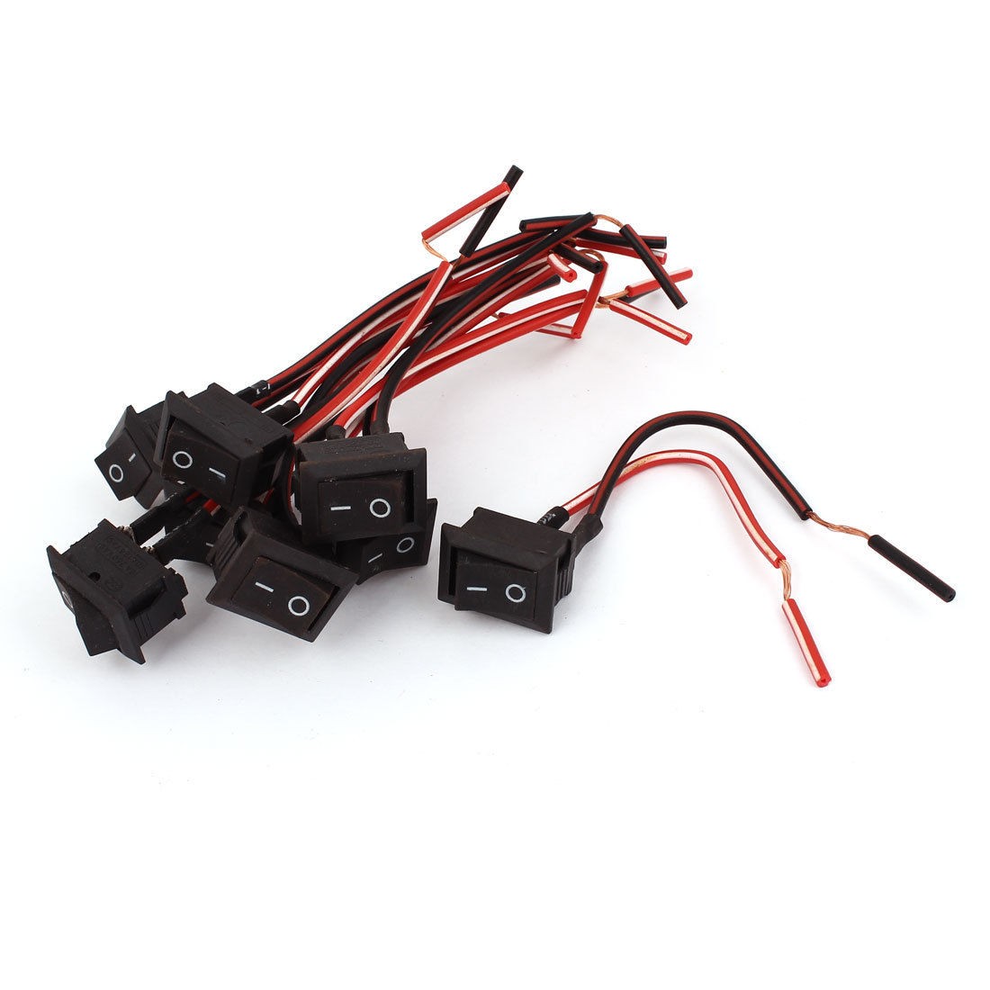 8pcs 6A AC250V 10A AC125V on Off SPST Rocker Boat Switch Black