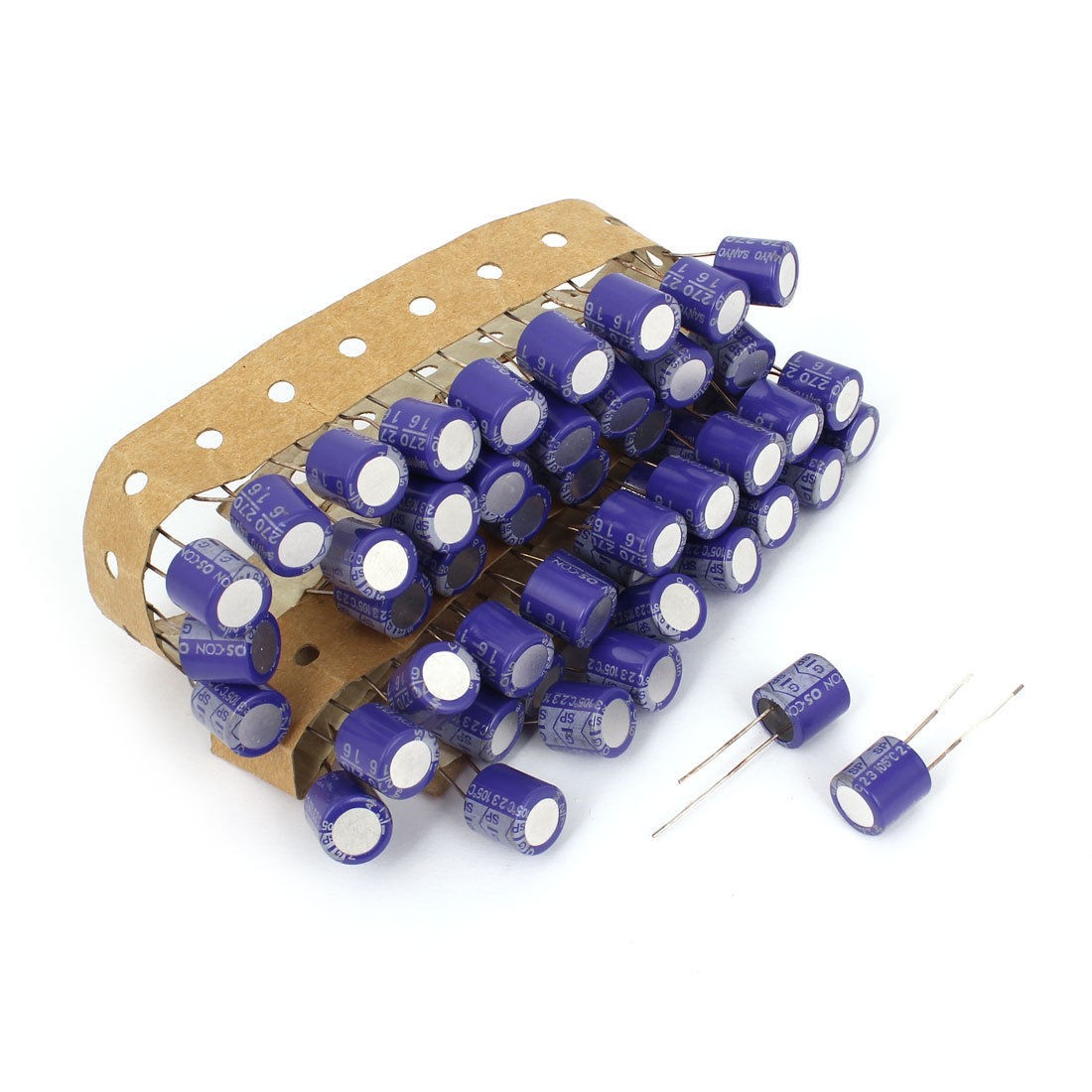 50 Pcs 270uF DC 16V Radial Leads Electrolytic Capacitors Purple 11mm x 10mm
