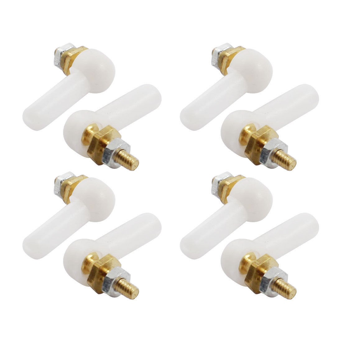 8Pcs RC Car Spare Parts Rod Ends Standoff Brass Ball Link 2x2x16mm White