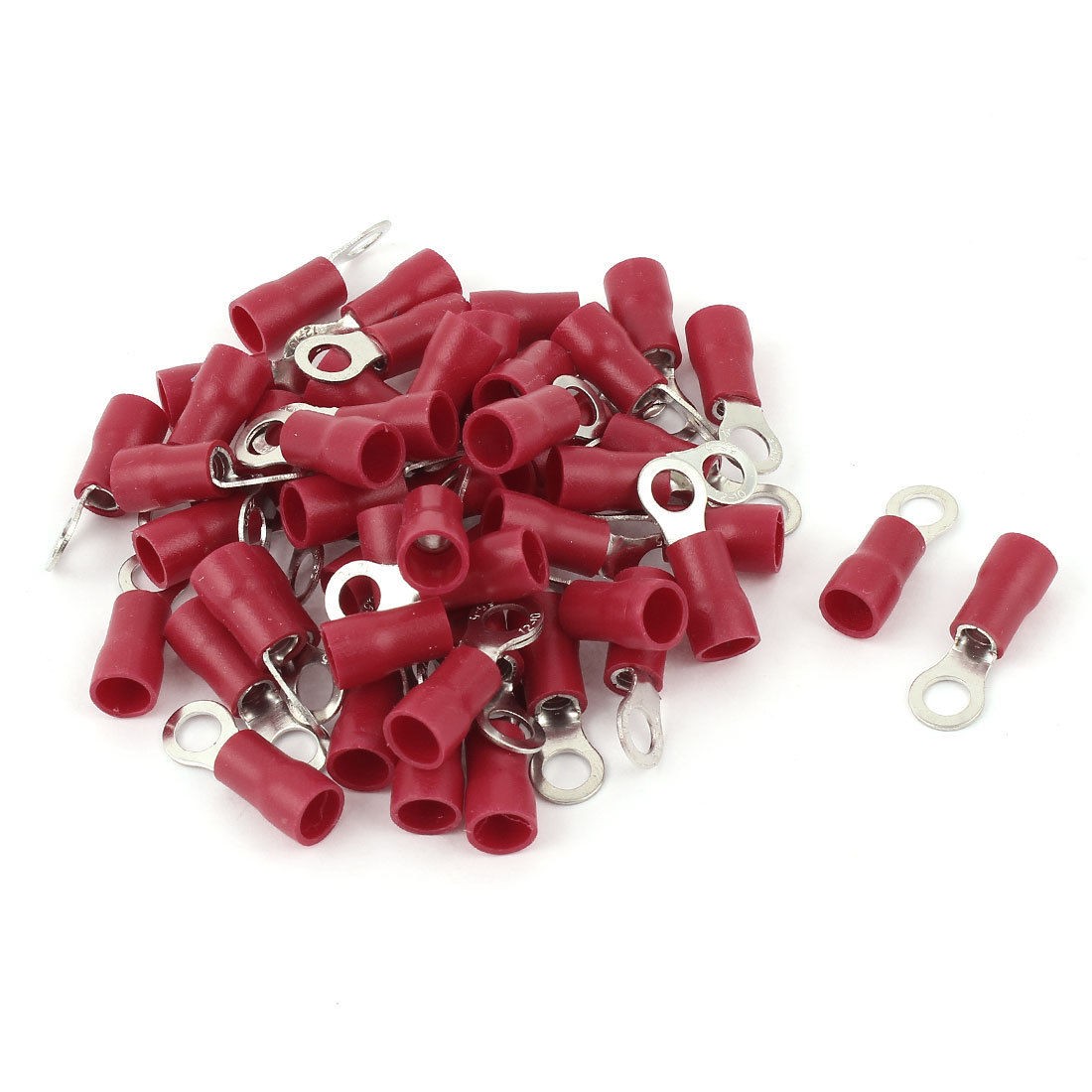 50 Pcs 5 5 5S Insulated Wire Connector Ring Crimp Terminal Red 12 10AWG