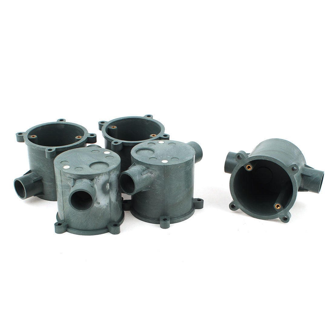 5pcs Double Inlet Ports PVC Round Electrical Junction Box Switch Connection Case