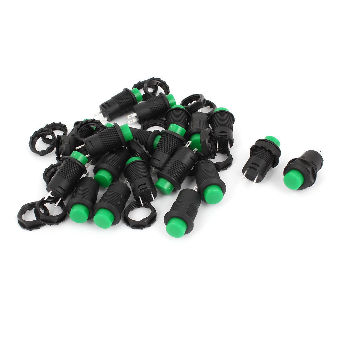 AC125V 3A AC250V 1 5A Machine Tool Green Round Head Push Button Switch 20pcs