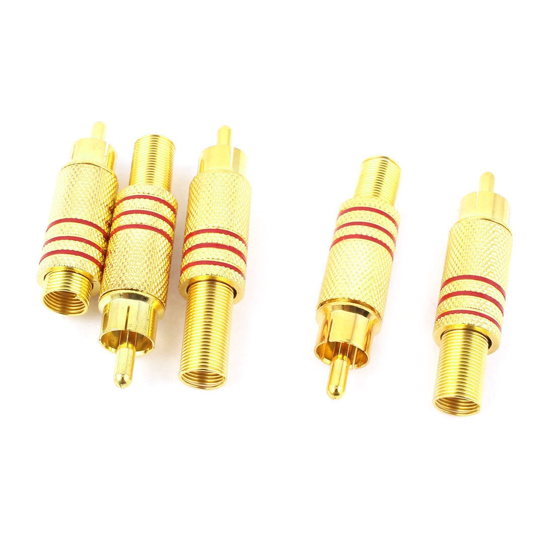 5pcs Spring End to RCA Male Plug AV Audio Video Coupler Connector Adapter Jack