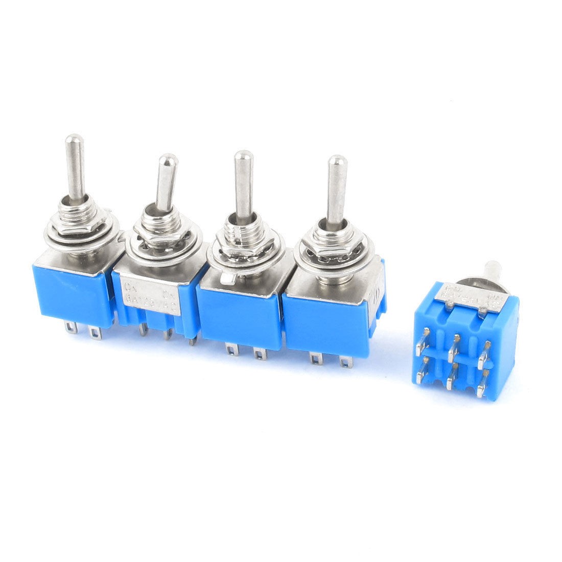 5pcs AC 125V 6A 6 Pin DPDT on on 2 Position Locking Mini Toggle Switch
