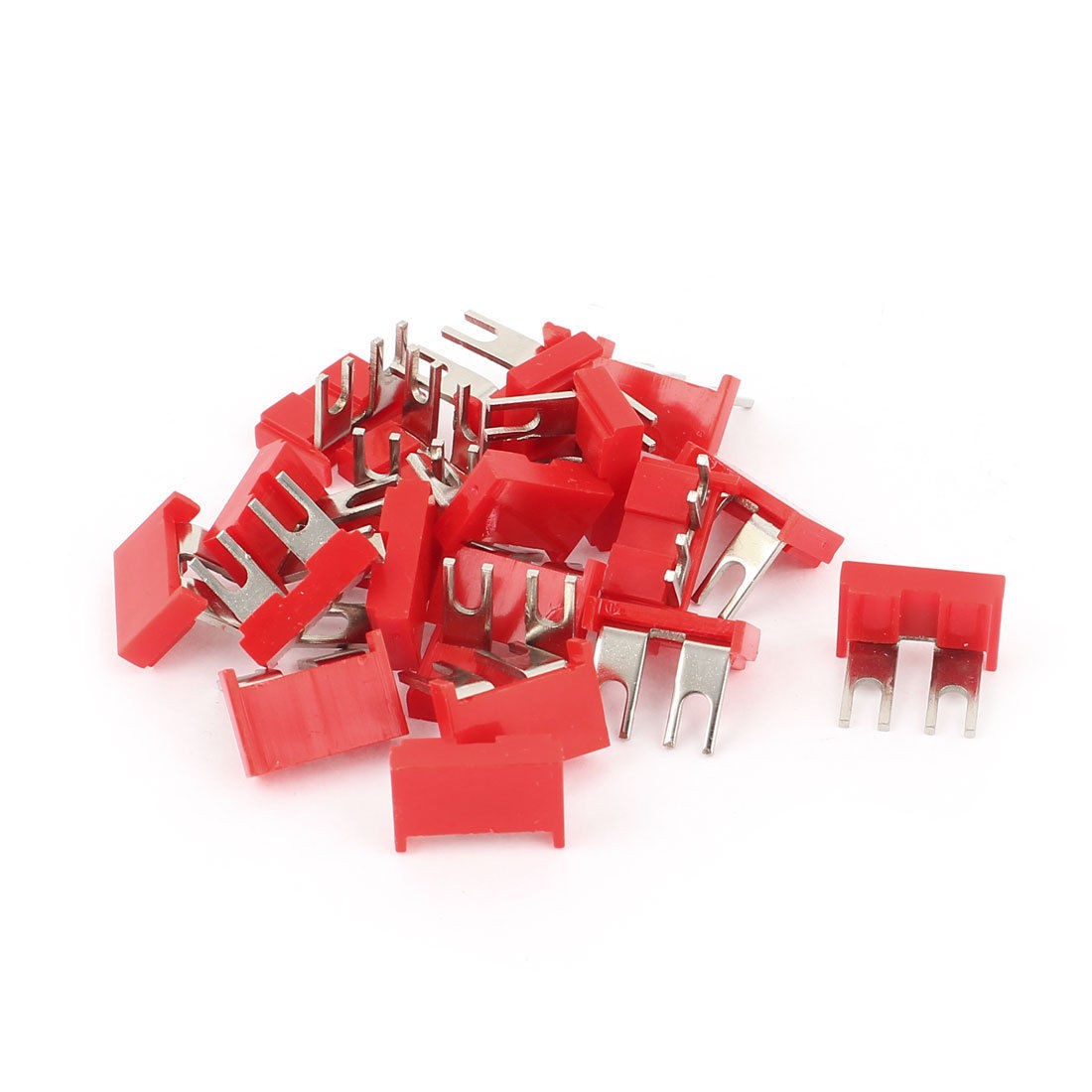 400V 10A 2 Postions Pre Insulated Terminal Jumper Strip Fork Red 20pcs