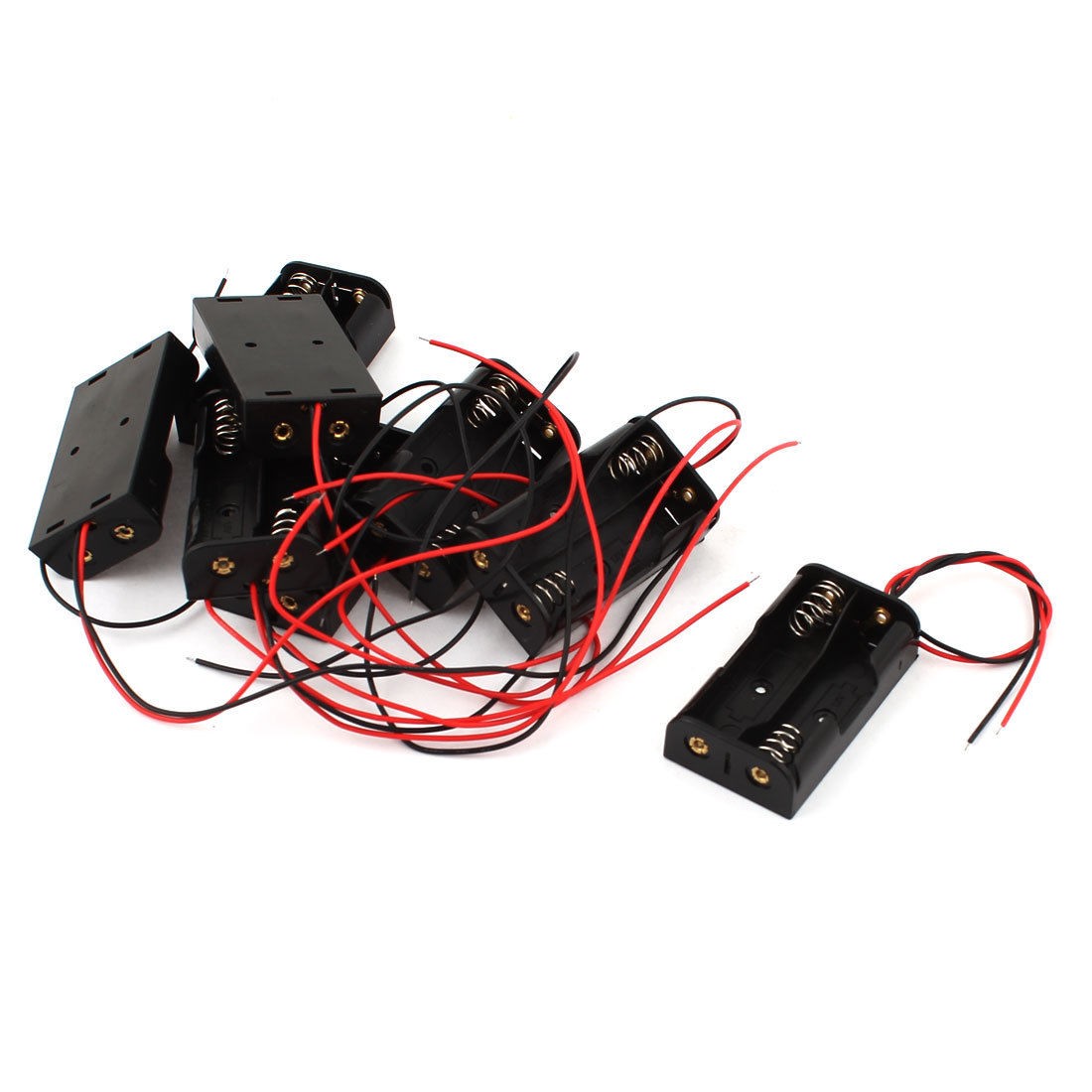 8pcs 8" Lead Spring Clip 2 x AA 1 5V Battery Holder Case Storage Box