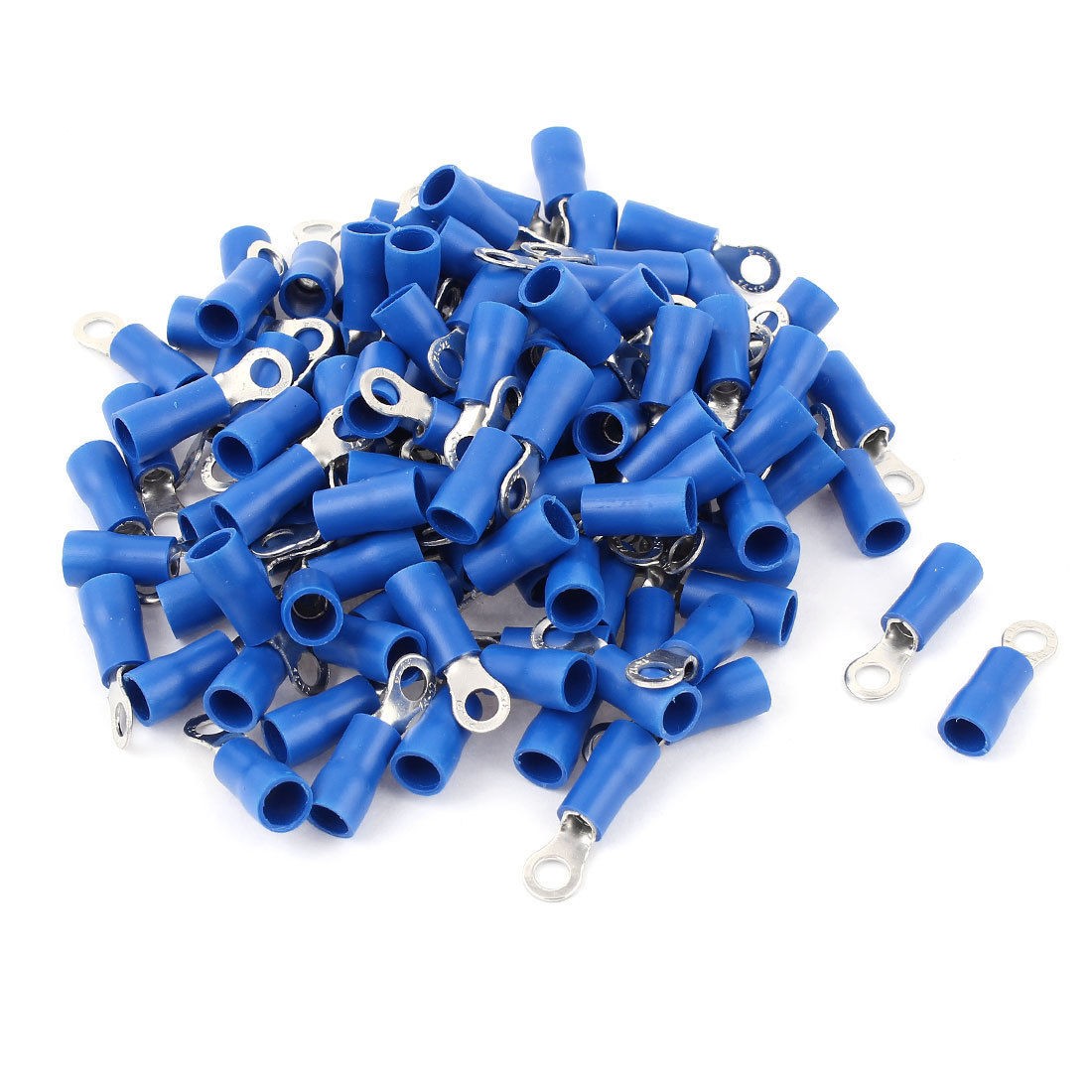 100 Pcs 3 5 4S Insulated Wire Connector Ring Crimp Terminal Blue 14 12AWG