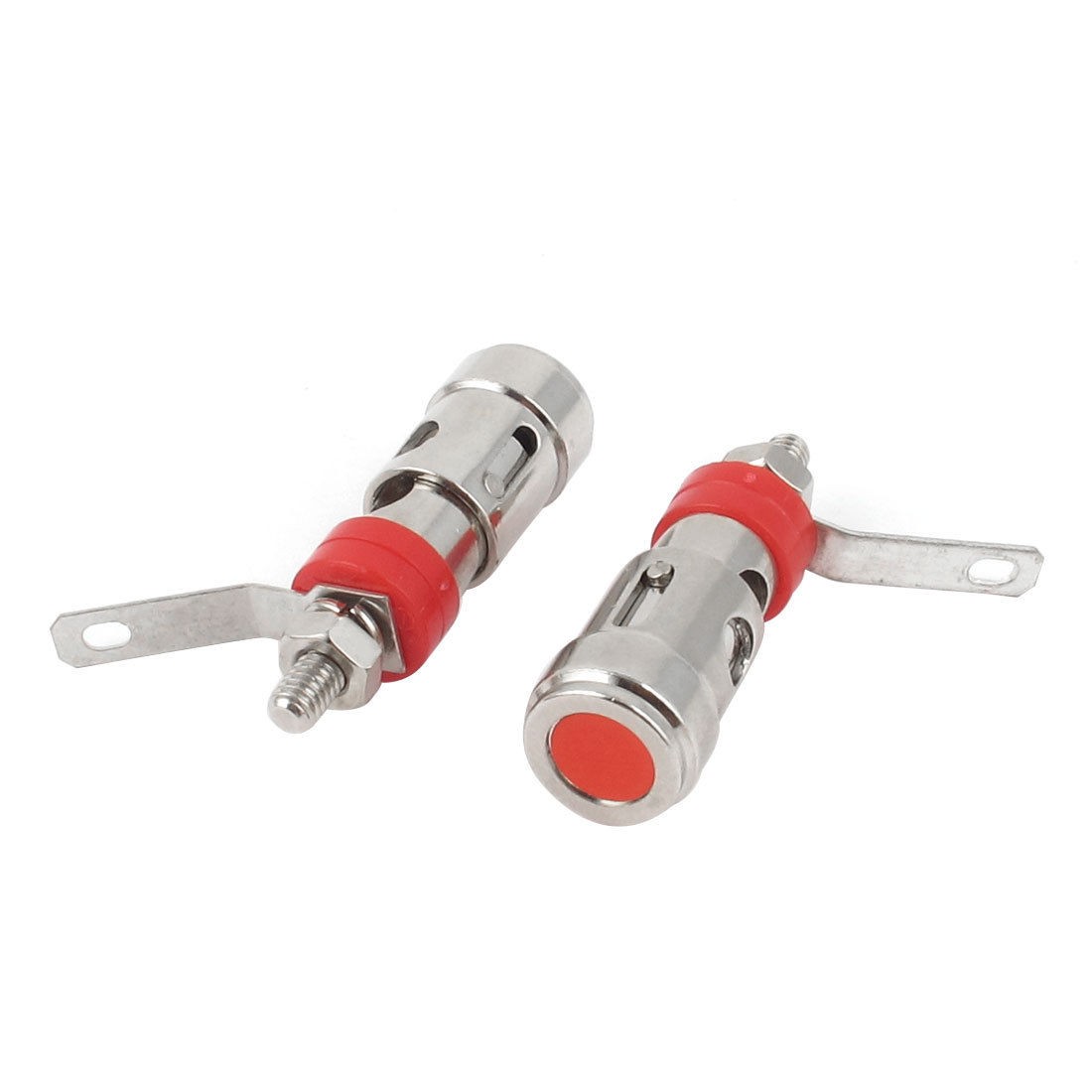 2pcs Silver Plated Audio Speaker Terminal Self Locking Binding Post