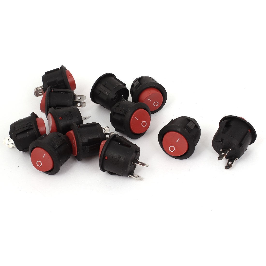 12 Pcs KCD 107 on Off Snap Round Boat Rocker Switch Red AC 125V 10A 250V 6A