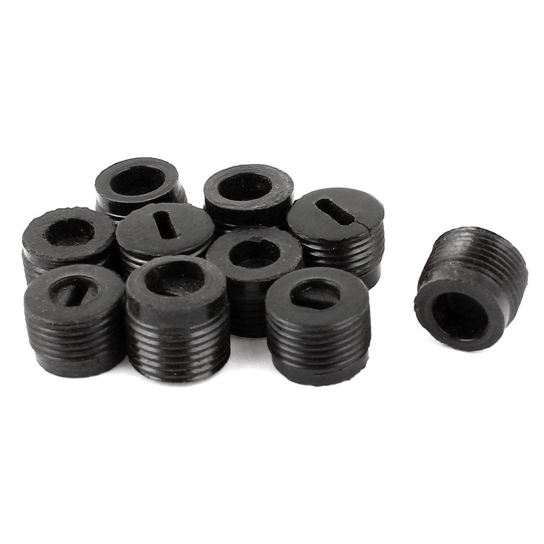 10 Pcs Black Plastic Male Threaded 12mm x 8 5mm Carbon Brush Holder Caps Covers