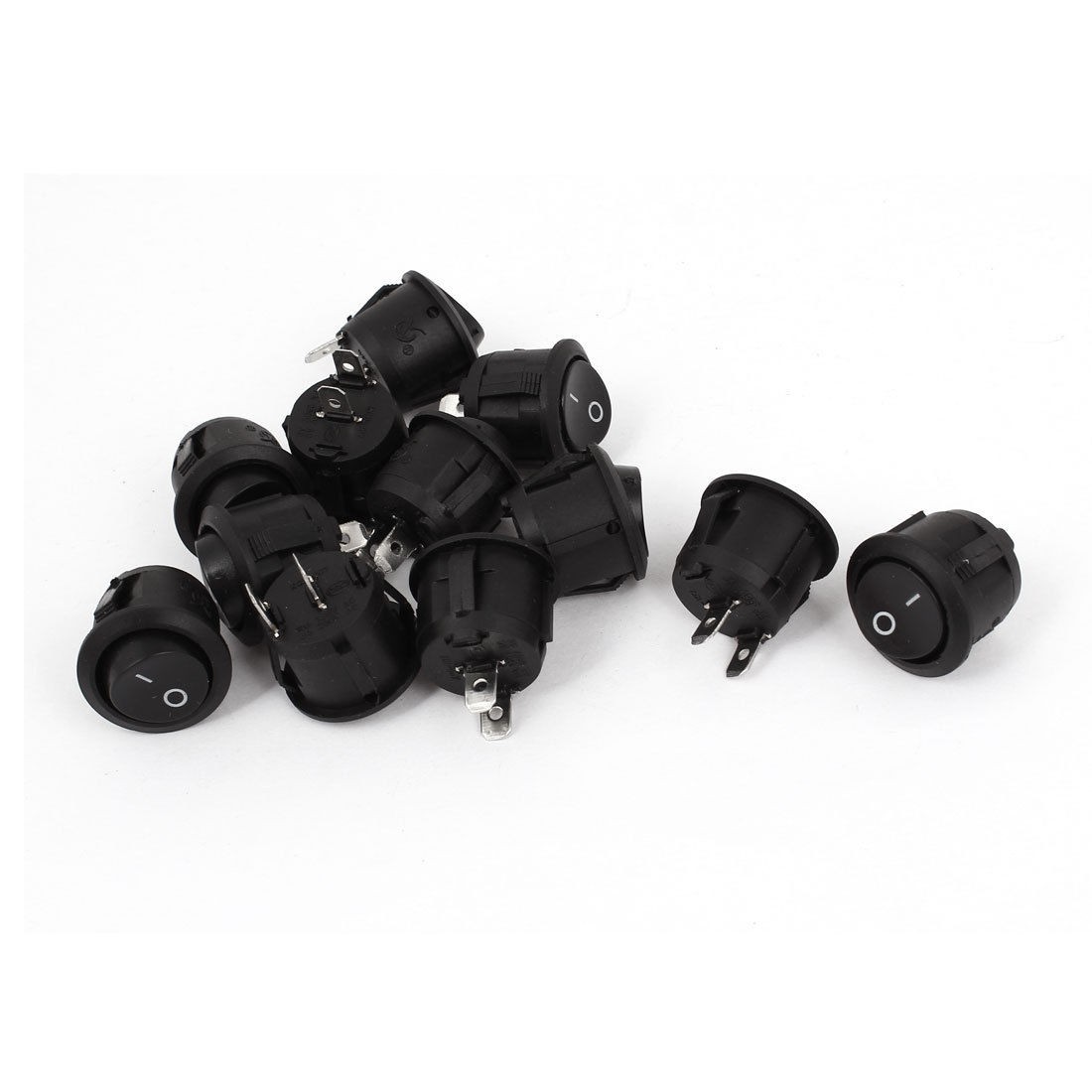 12 Pcs KCD-107 SPST ON-OFF Round Boat Rocker Switch Black AC 125V/10A 250V/6A