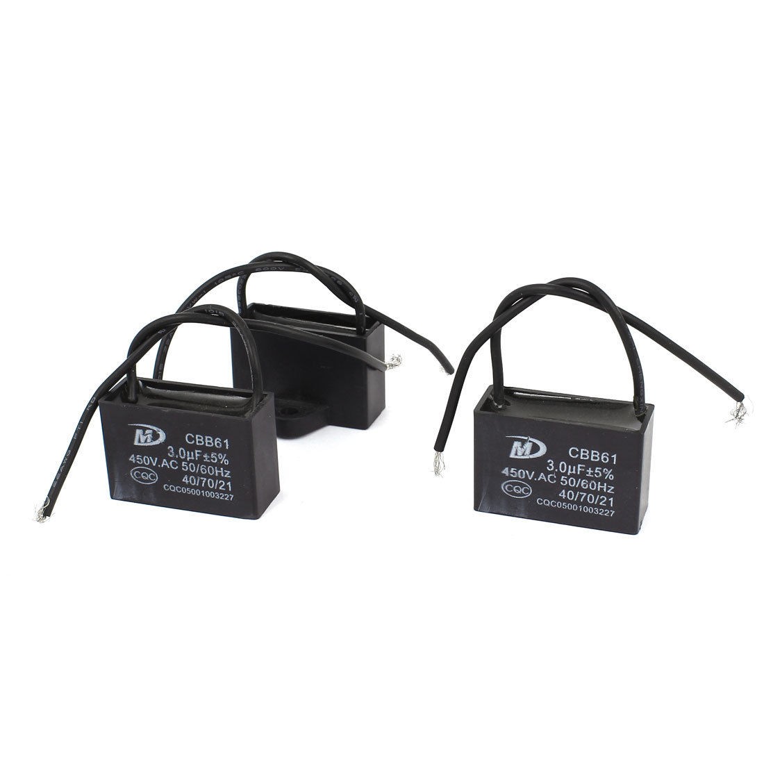 AC 450V 3uF 5 2 Wired Metalized Polypropylene Film Motor Run Capacitor 3pcs