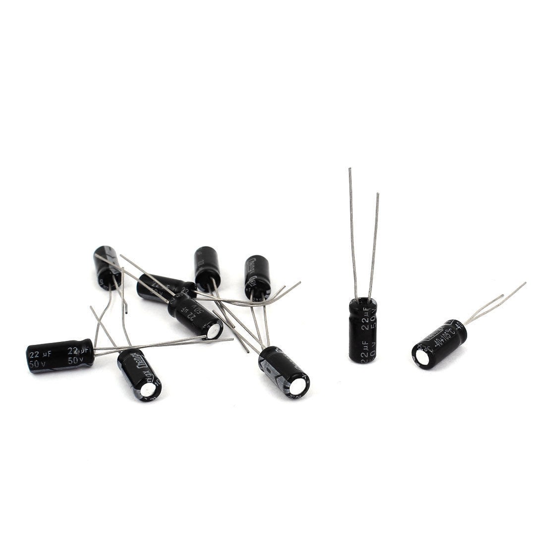 10 Pcs 5mm x 12mm 22uF 50V Polarized Radial Electrolytic Capacitor Black