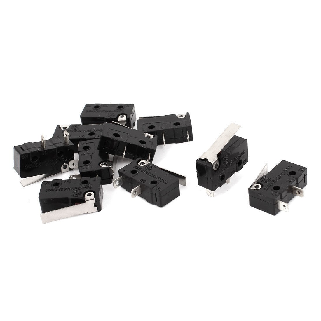 AC 125V 5A 250V 3A 2 Pin SPDT Momentary Short Hinge Lever Micro Switch 10pcs