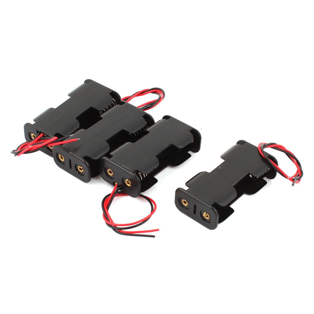 Double Side 6" Lead Spring Clip 2 x AA 1 5V Battery Holder Storage Box Case 4pcs