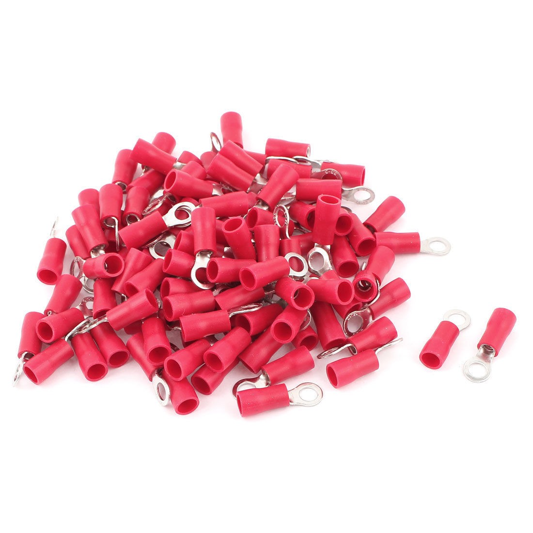 100 Pcs 3 5 5S Insulated Wire Connector Ring Crimp Terminal Red 14 12AWG