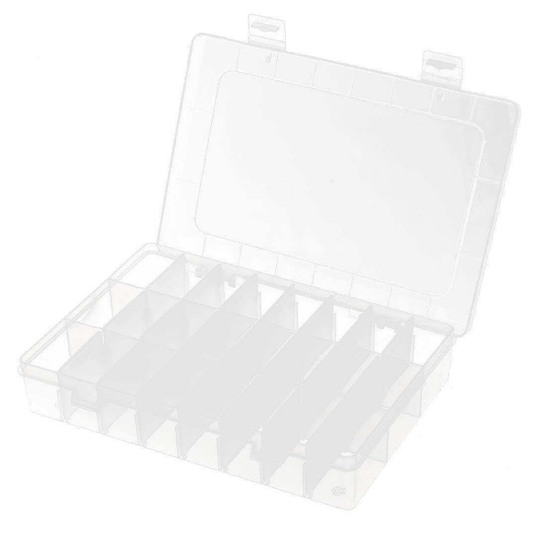 Clear Plastic 24 Compartments Screws Electronic Parts Storage Box Case