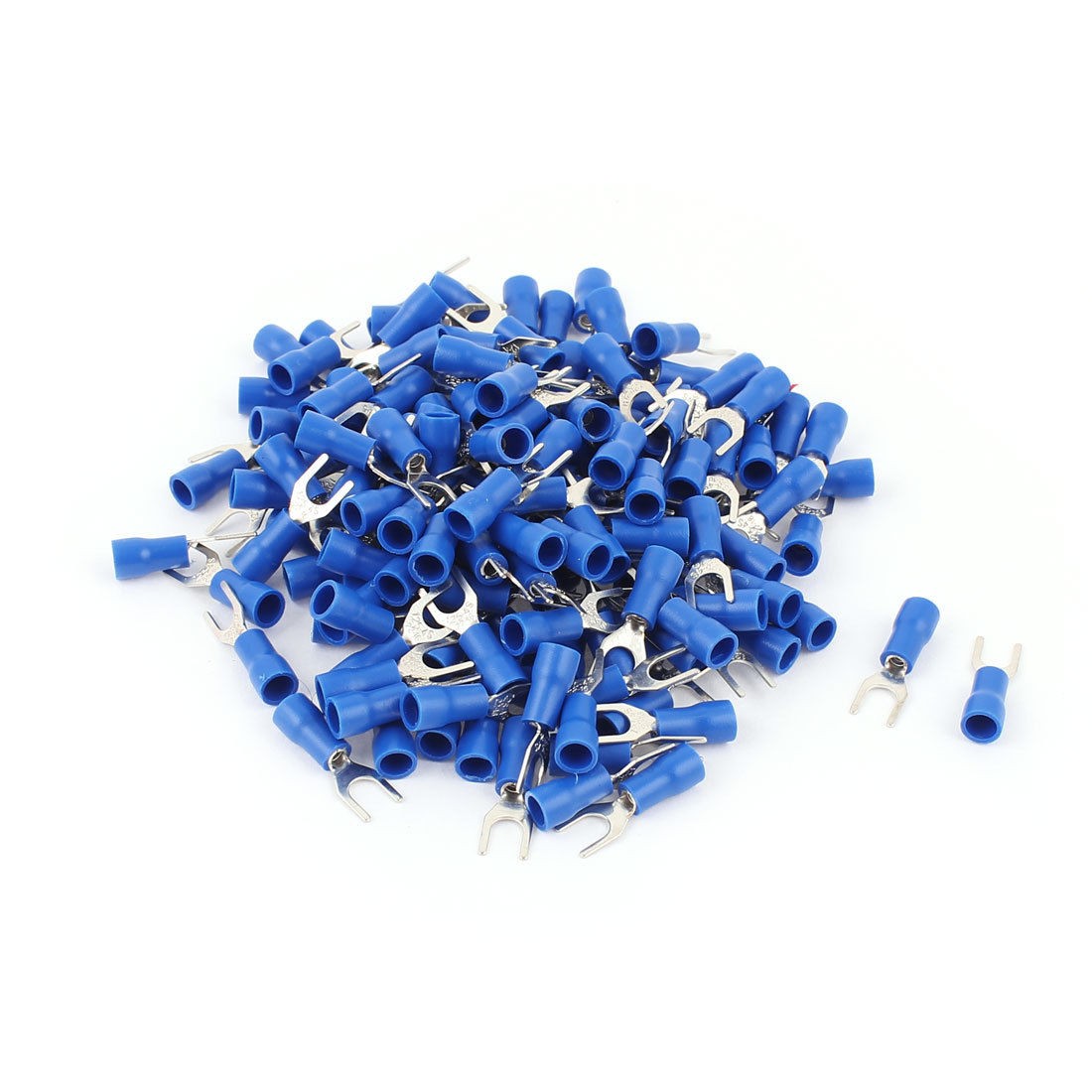 150pcs 22 16AWG 8 Stud Blue Insulated Fork Spade Terminals Electrical Connector
