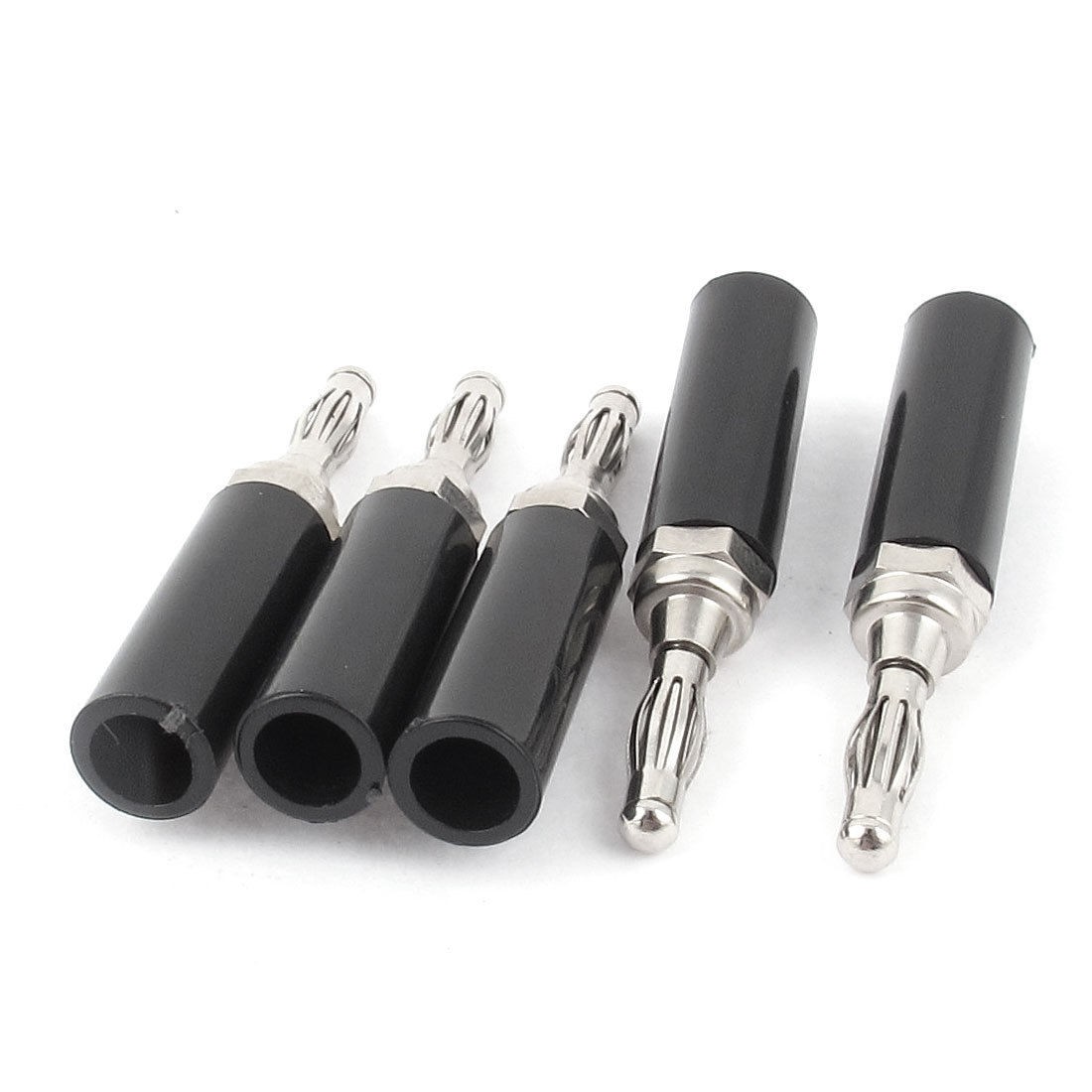 5pcs Silver Tone Male Speaker Banana Plug Connector