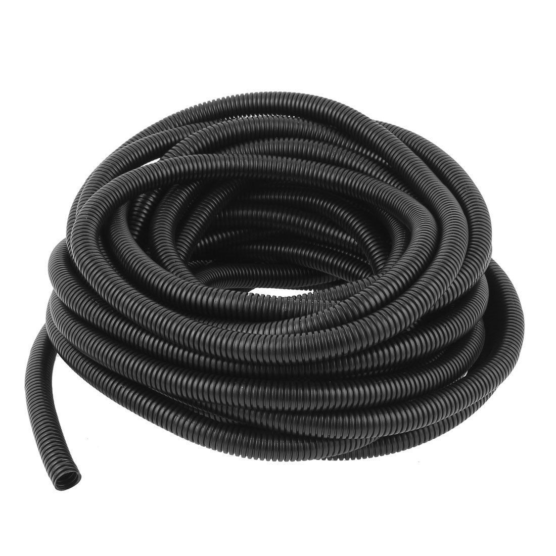 12M 40ft 10mm Black PVC Flexible Corrugated Tubing Hose Cable Sprial Pipe