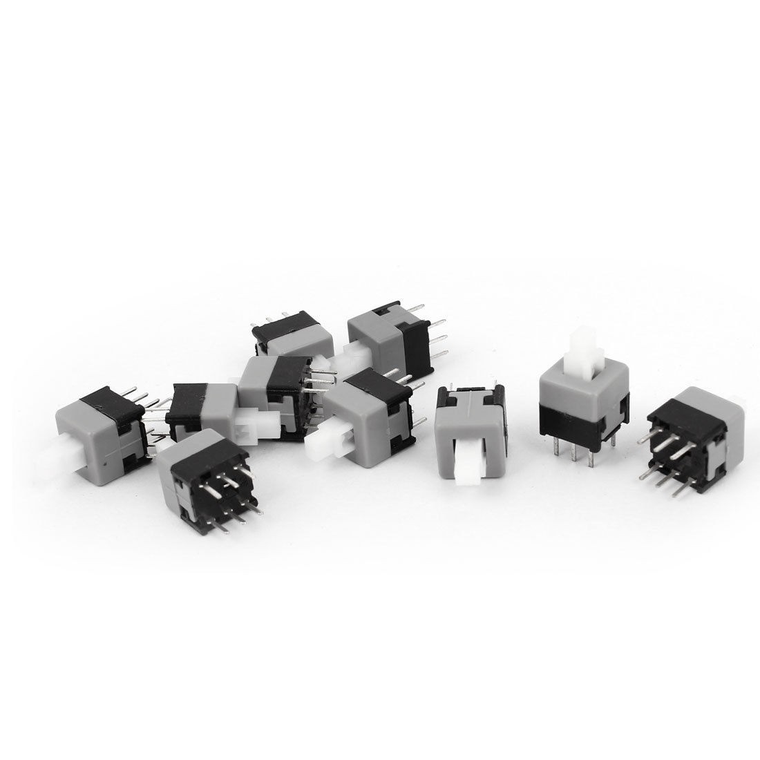 10 Pcs DIP Mounted 8mm x 8mm 6 Pin Self Lock Push Button Tactile Tact Switch