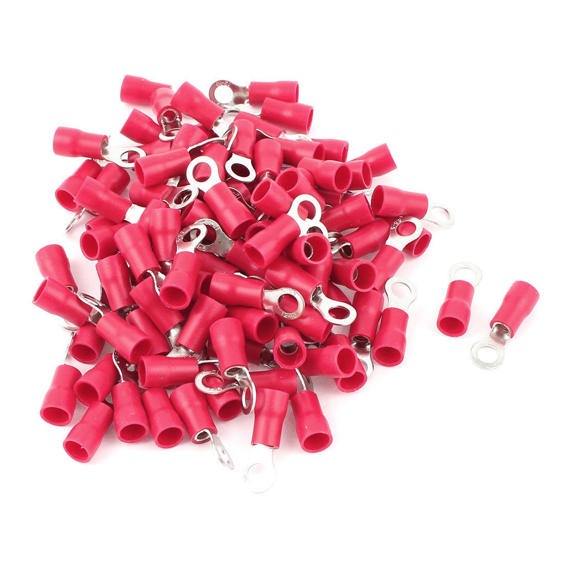100 Pcs 5 5 5S Insulated Wire Connector Ring Crimp Terminal Red 12 10AWG