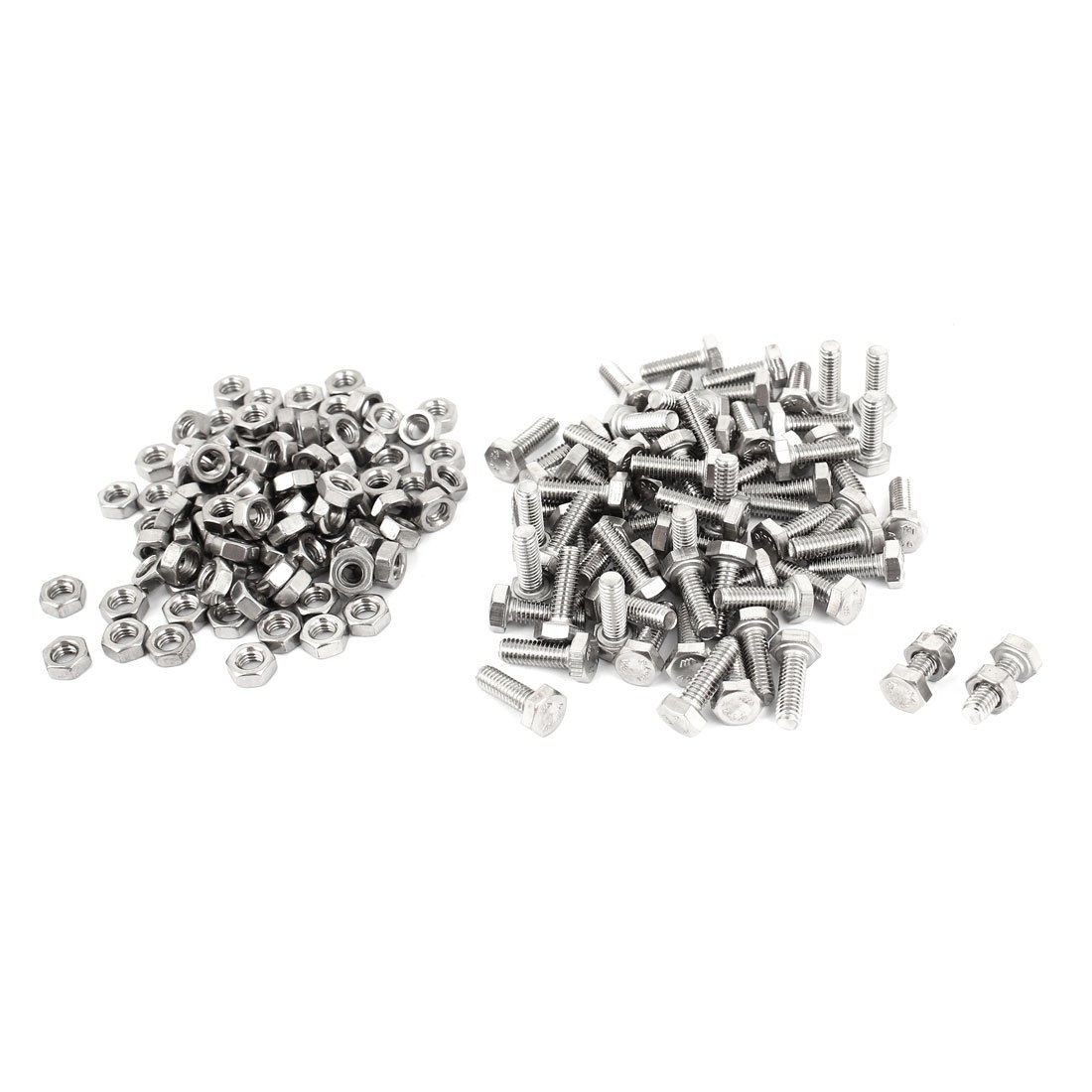 100 Pcs 13mm Length 4mm Dia Thread Hexagon Head Cap Stainless Steel Screw Bolt
