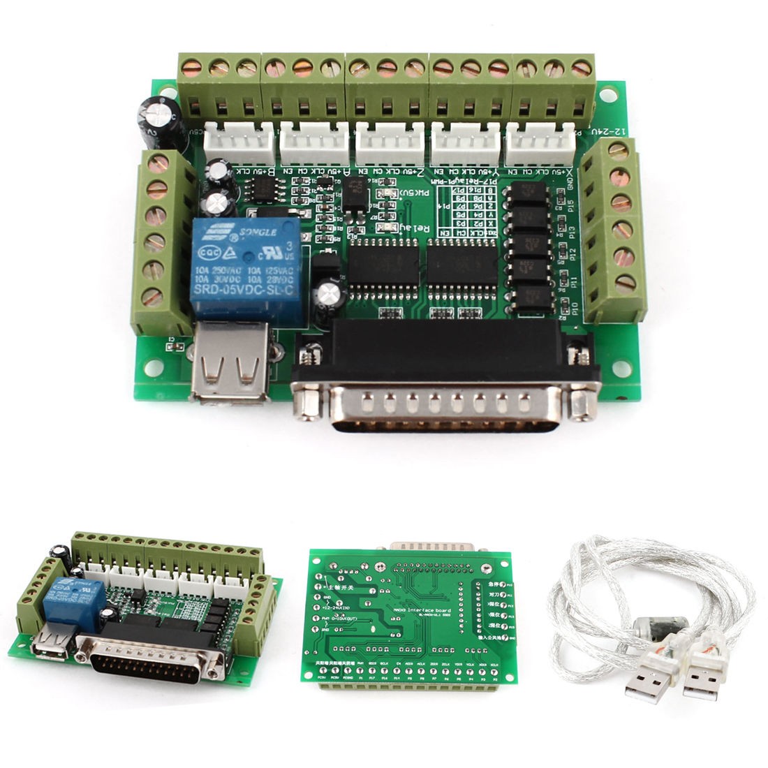 Mach3 CNC Stepping Motor Driver Interface Adapter Breakout Board + USB Cable