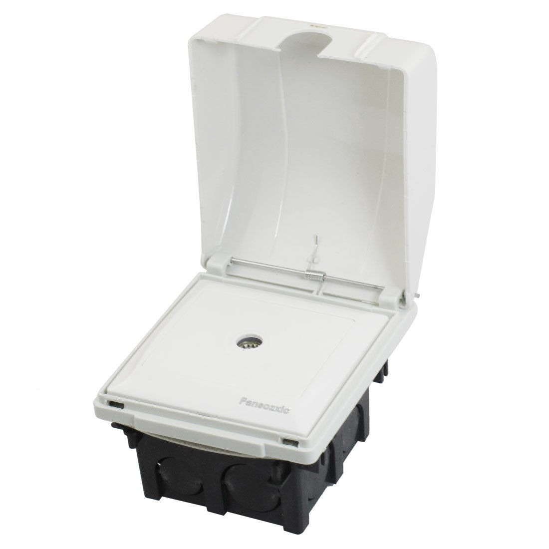 TV Television Network Wall Outlet Plate w White Cover Black Flush Mount Base